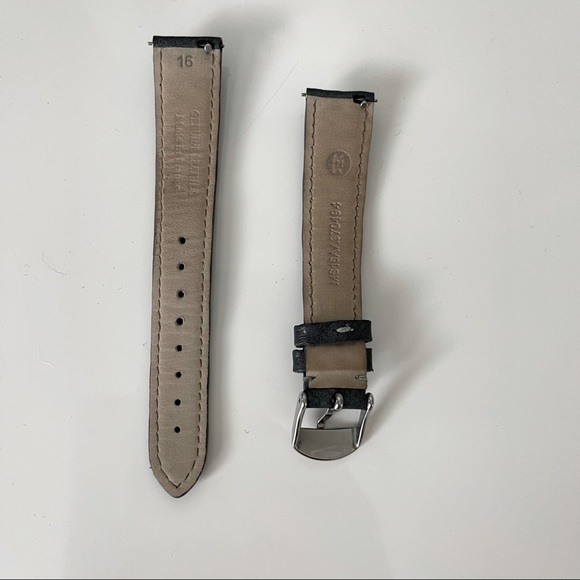 Michele watch band | quilted leather | 16mm | gunmetal silver